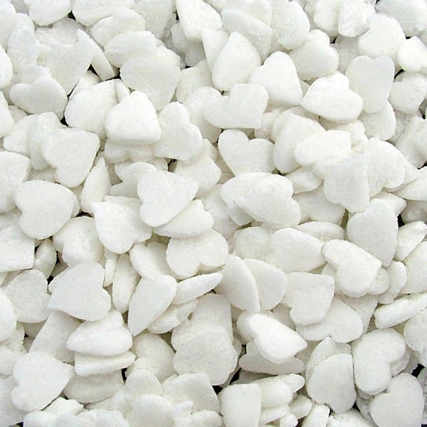 White Confetti Heart Sprinkles 65g