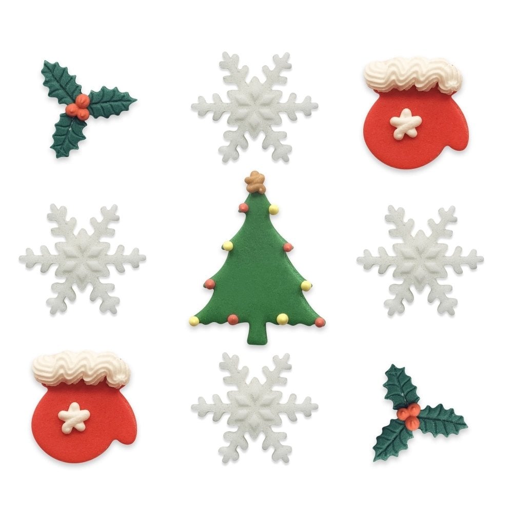 Assorted Merry Christmas Edible Sugar Toppers x 9 - Anniversary House
