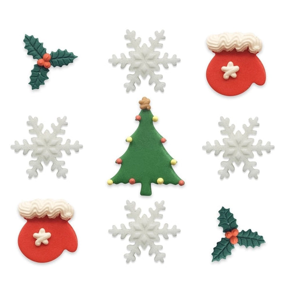 Assorted Merry Christmas Edible Sugar Toppers x 9 - Anniversary House