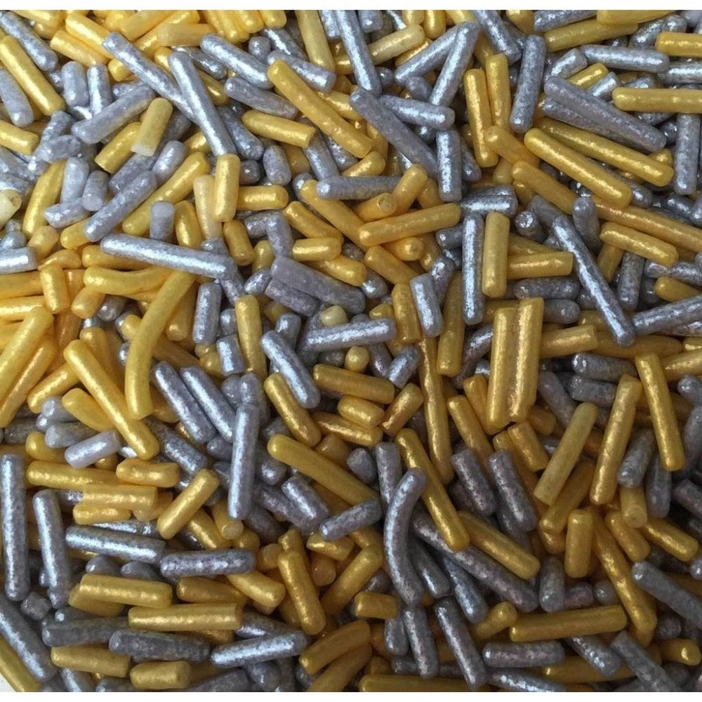 Gold & Silver Glimmer Sugar Strands 80g