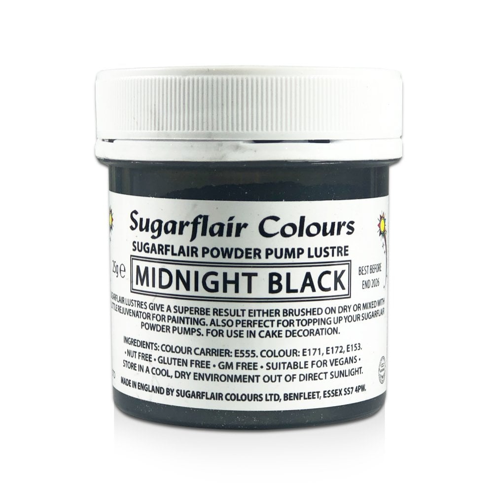 Finishing Sparkle - Powder Pump Lustre 25g - Sugarflair - Black