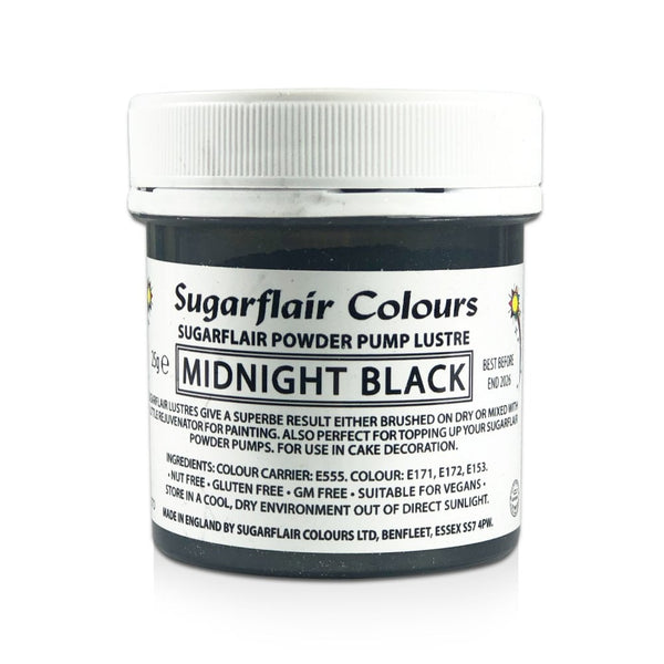 Finishing Sparkle - Powder Pump Lustre 25g - Sugarflair - Black