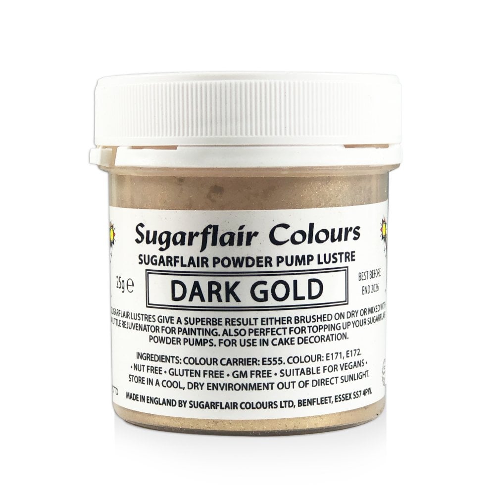 Finishing Sparkle - Powder Pump Lustre 25g - Sugarflair - Dark Gold