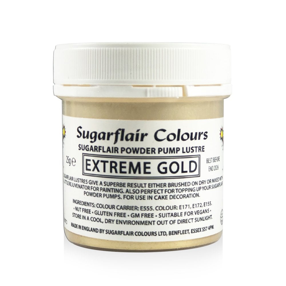 Finishing Sparkle - Powder Pump Lustre 25g - Sugarflair - Extreme Gold