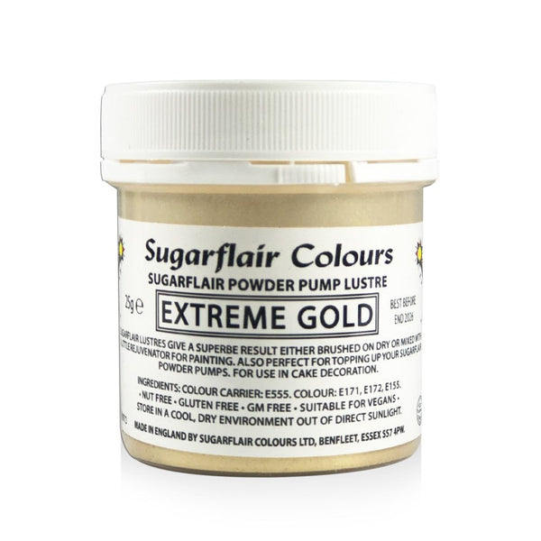 Finishing Sparkle - Powder Pump Lustre 25g - Sugarflair - Extreme Gold