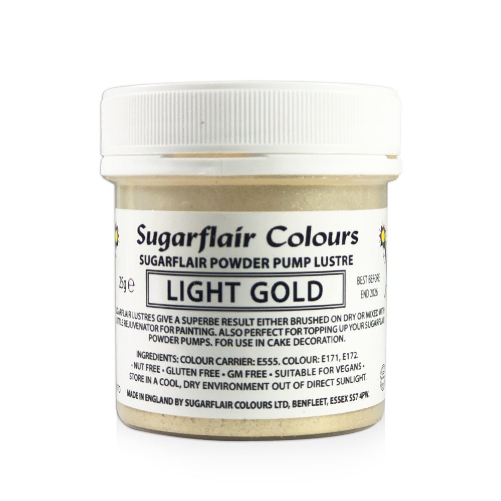 Finishing Sparkle - Powder Pump Lustre 25g - Sugarflair - Light Gold