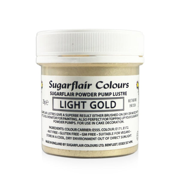 Finishing Sparkle - Powder Pump Lustre 25g - Sugarflair - Light Gold