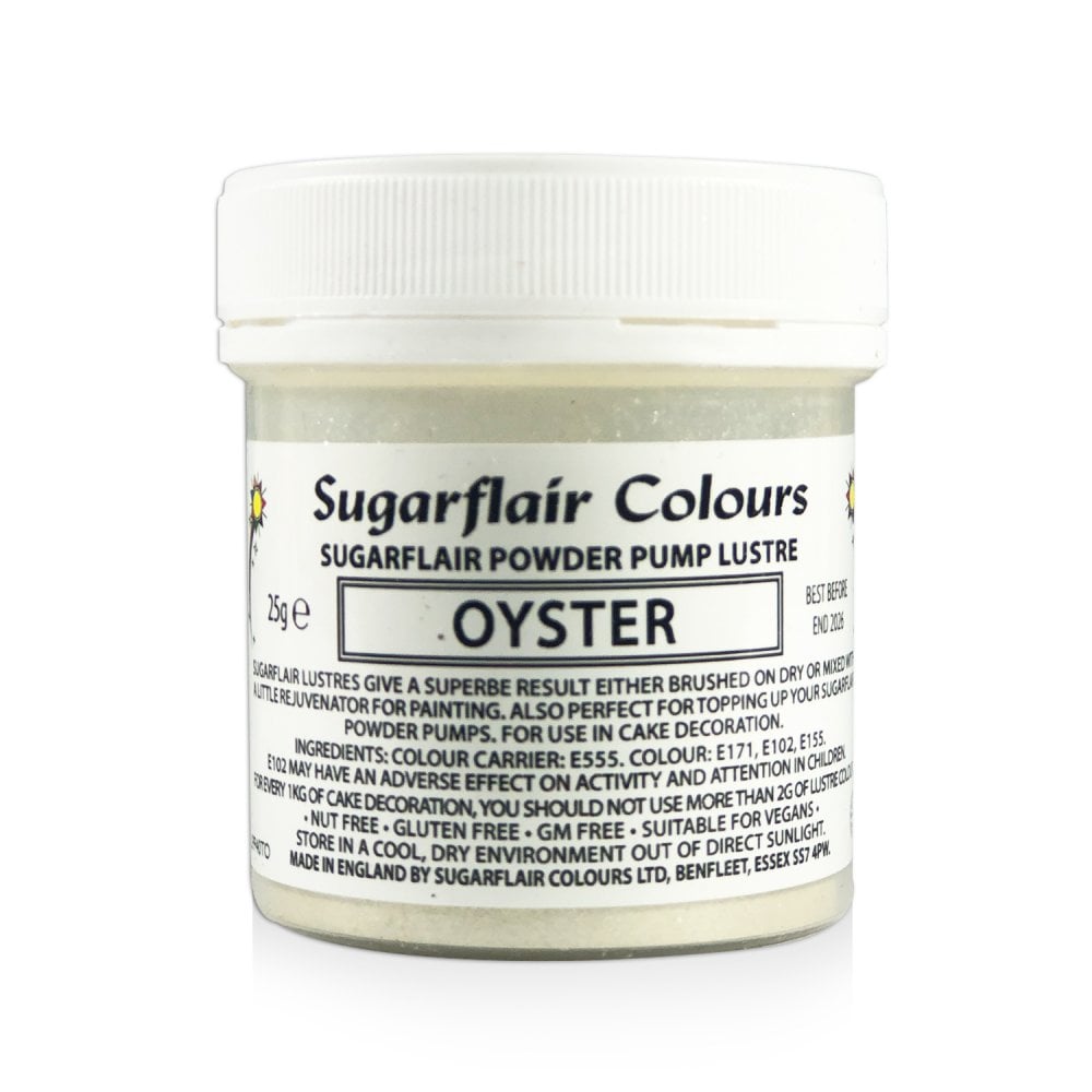 Finishing Sparkle - Powder Pump Lustre 25g - Sugarflair - Oyster