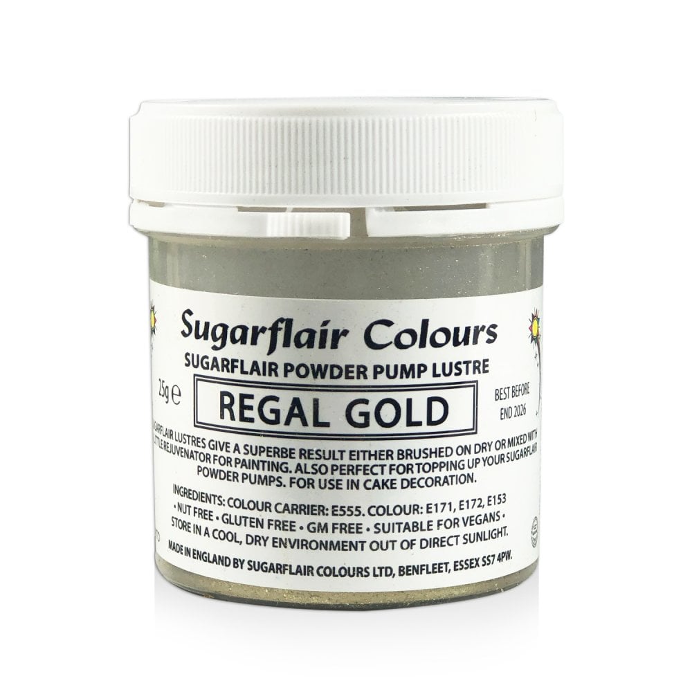 Finishing Sparkle - Powder Pump Lustre 25g - Sugarflair - Regal Gold