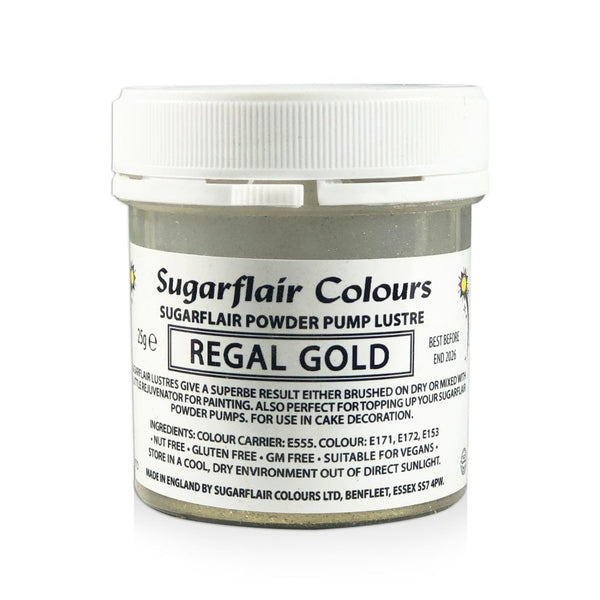 Finishing Sparkle - Powder Pump Lustre 25g - Sugarflair - Regal Gold