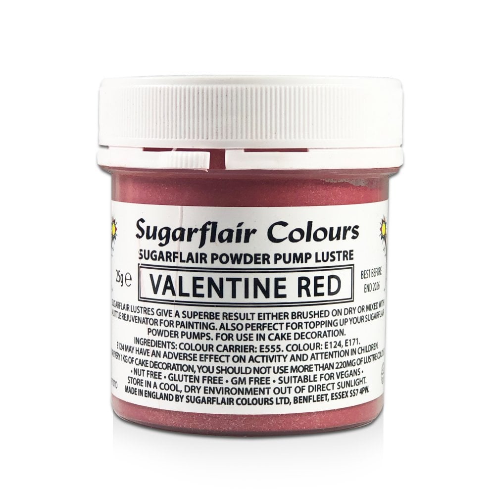 Finishing Sparkle - Powder Pump Lustre 25g - Sugarflair - Valentine Red