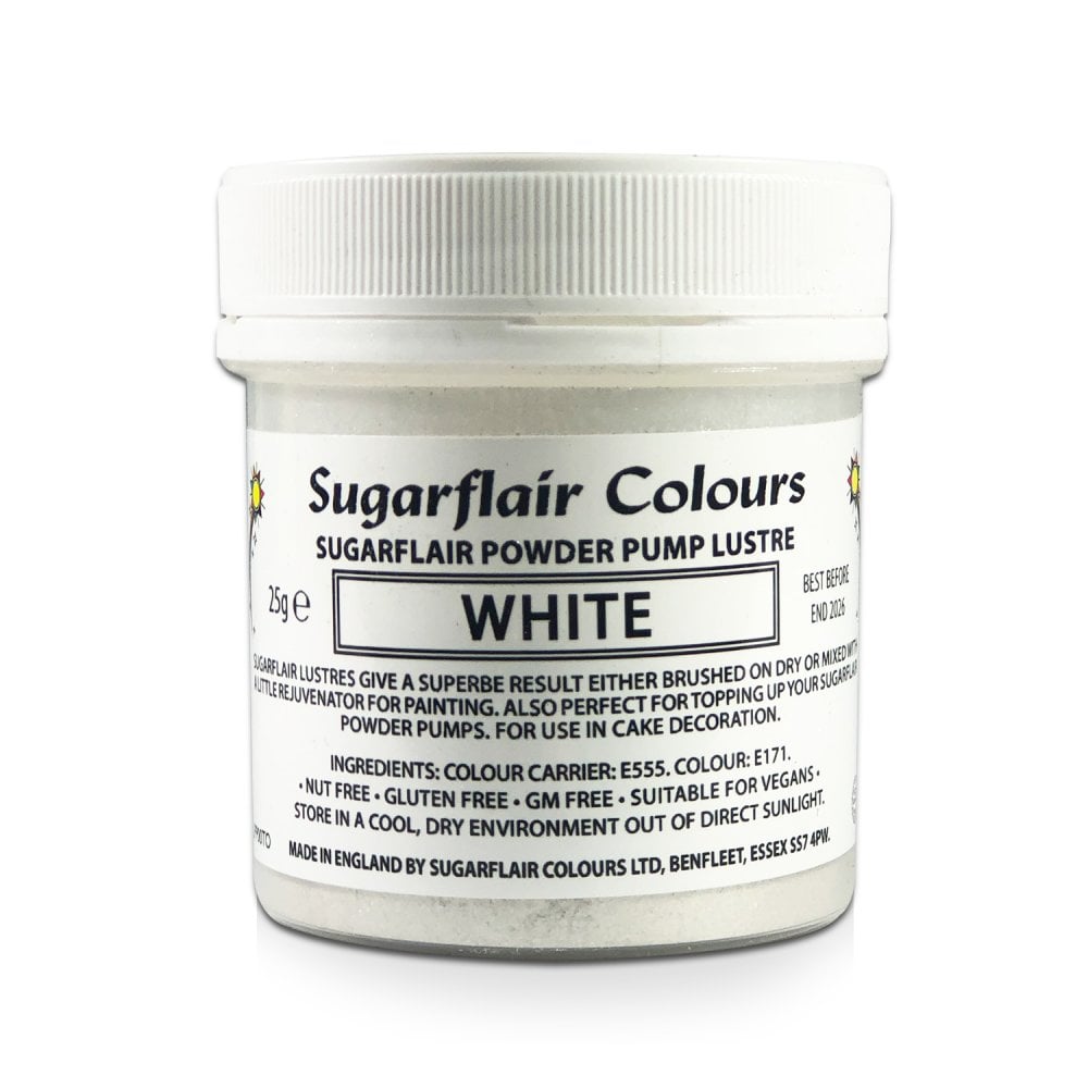 Finishing Sparkle - Powder Pump Lustre 25g - Sugarflair - White