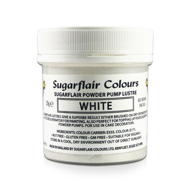 Finishing Sparkle - Powder Pump Lustre 25g - Sugarflair - White