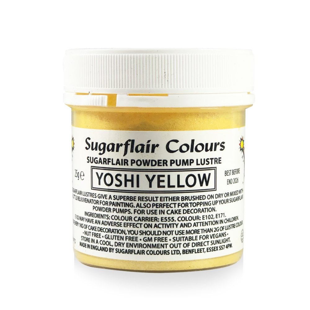 Finishing Sparkle - Powder Pump Lustre 25g - Sugarflair - Yoshi Yellow