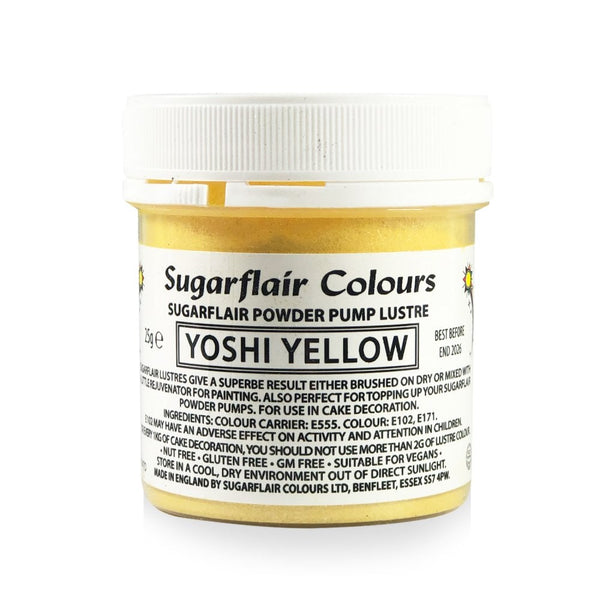 Finishing Sparkle - Powder Pump Lustre 25g - Sugarflair - Yoshi Yellow
