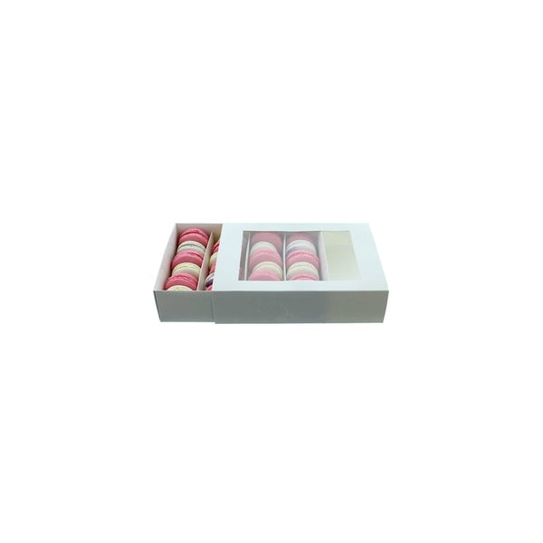 Holds 24 Luxury Satin White Macaron Box With Sleeve
