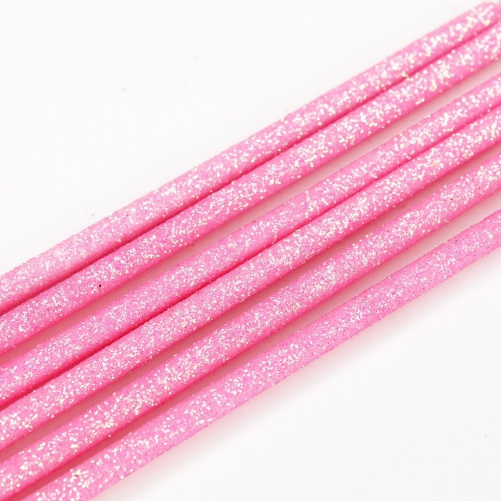 Tall Hot Pink Glitter Candles x 6