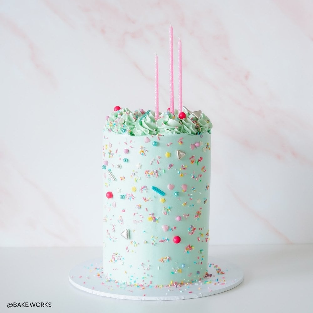 Tall Hot Pink Glitter Candles x 6