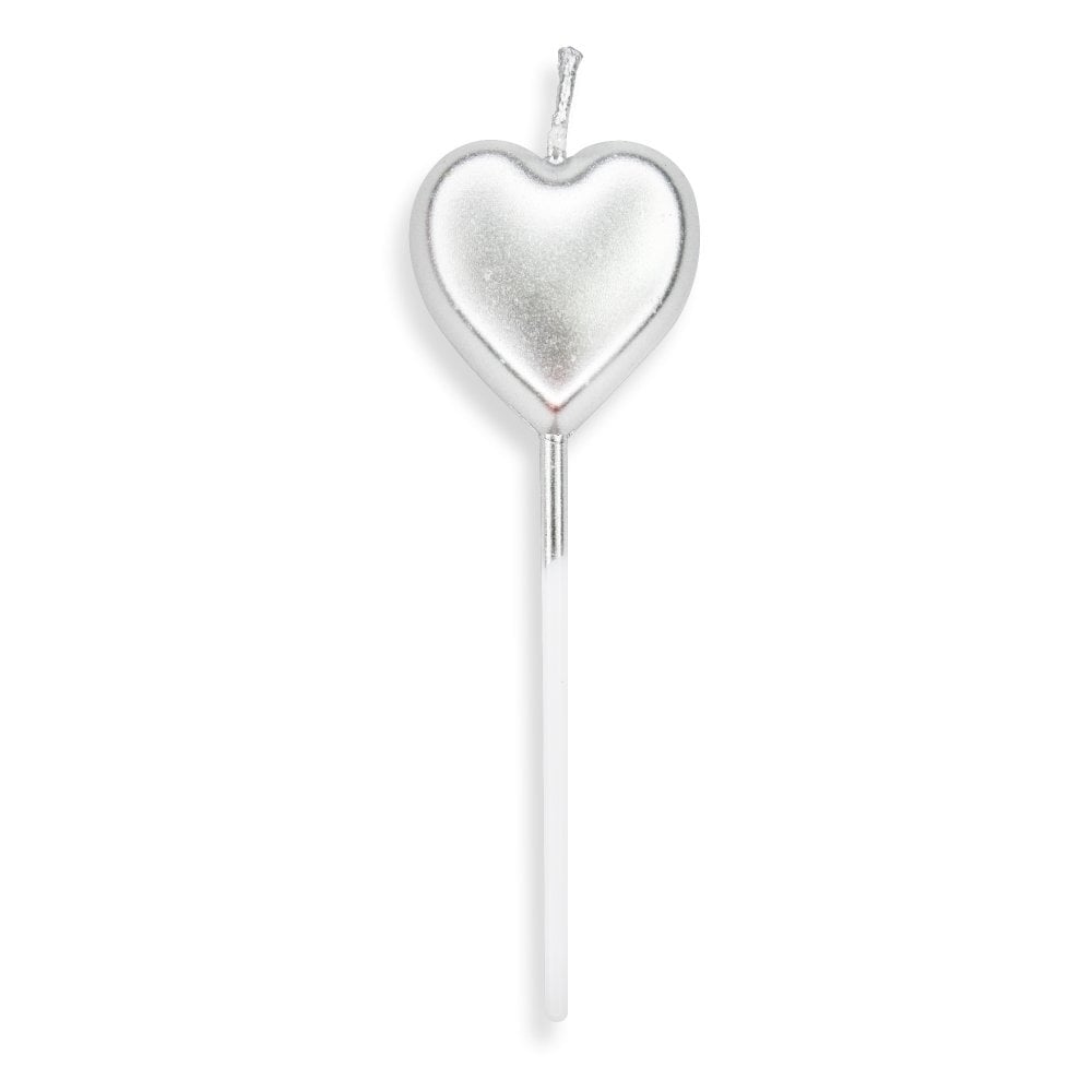 Silver Single Heart Candle