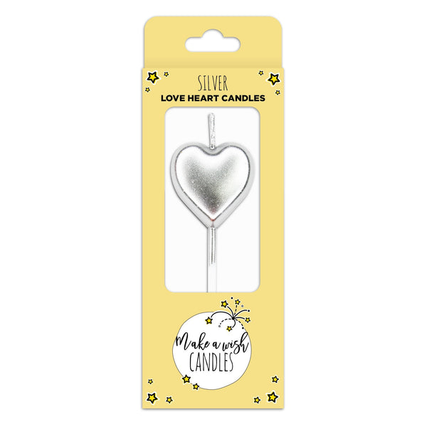 Silver Single Heart Candle
