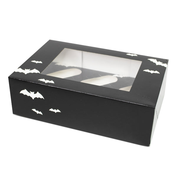 Box of 50 - Halloween Bat Satin Cupcake Box (Holds 12)