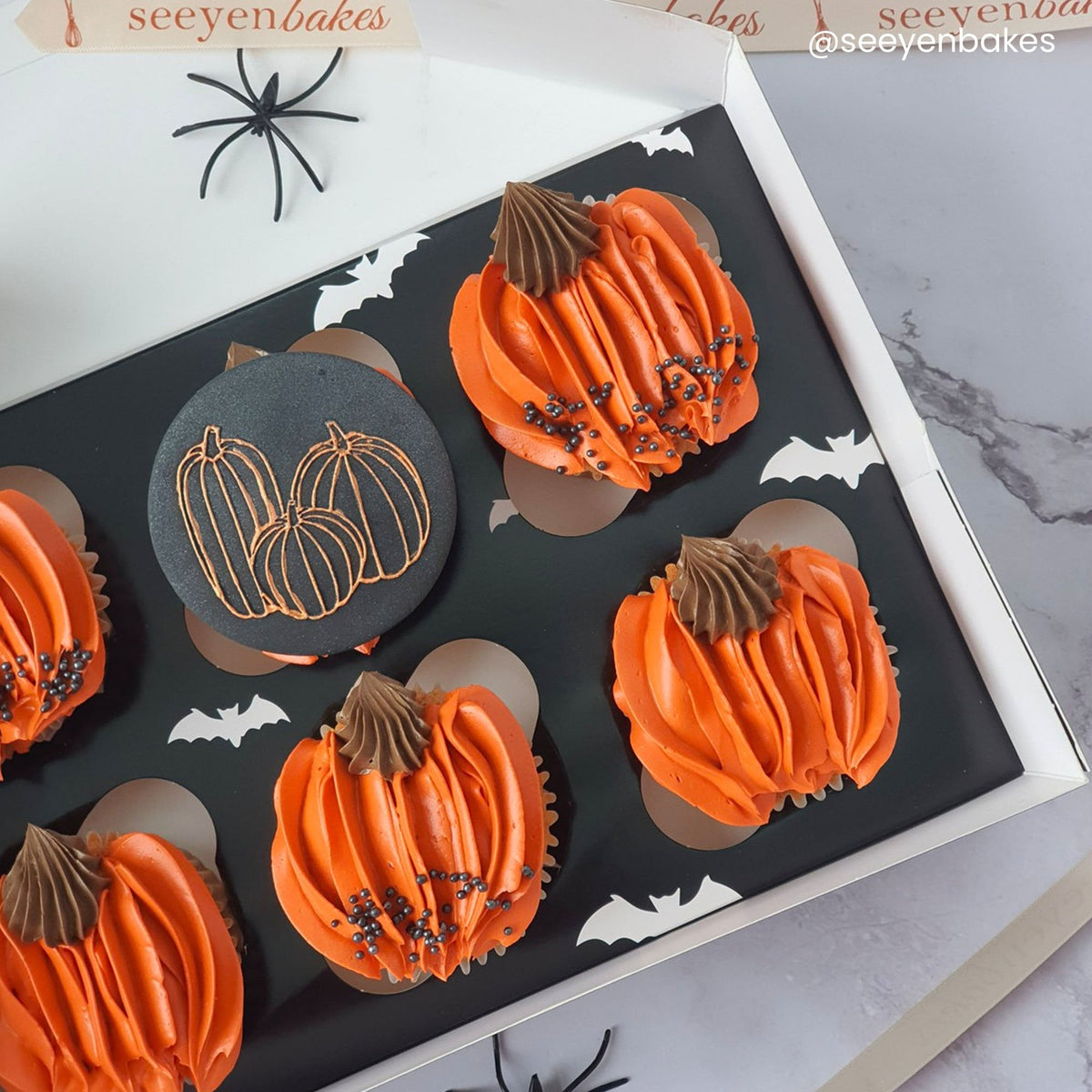 Box of 50 - Halloween Bat Satin Cupcake Box (Holds 12)