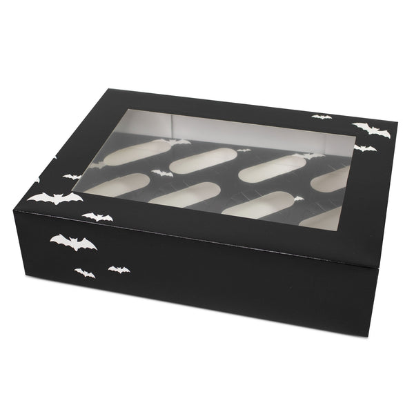 Box of 50 - Halloween Bat Satin Cupcake Box (Holds 12)