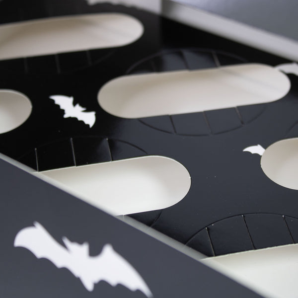 Box of 50 - Halloween Bat Satin Cupcake Box (Holds 12)