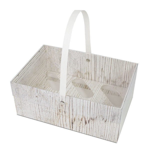 Holds 6 Wood Effect Cupcake Box With Handle