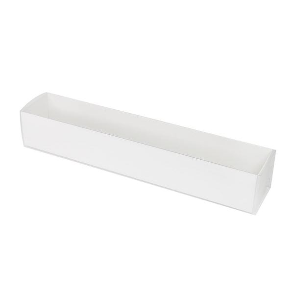 Holds 12 Luxury Satin White Long Macaron Box With Clear Sleeve