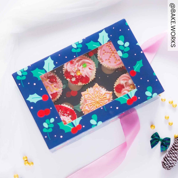 Holly & Berries Cupcake Box