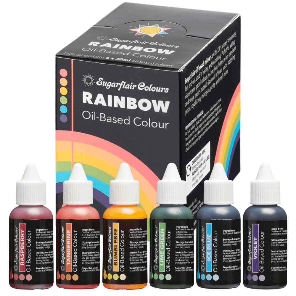 Rainbow - Oil Based Colouring 30ml Set Of 6 - Sugarflair
