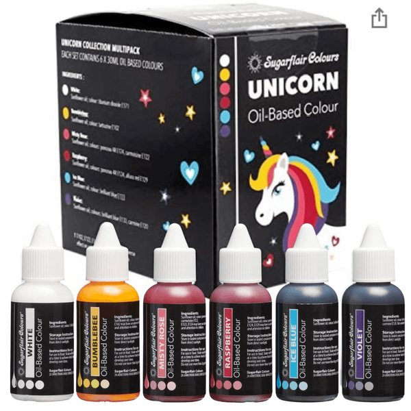 Unicorn - Oil Based Colouring 30ml Set Of 6 - Sugarflair