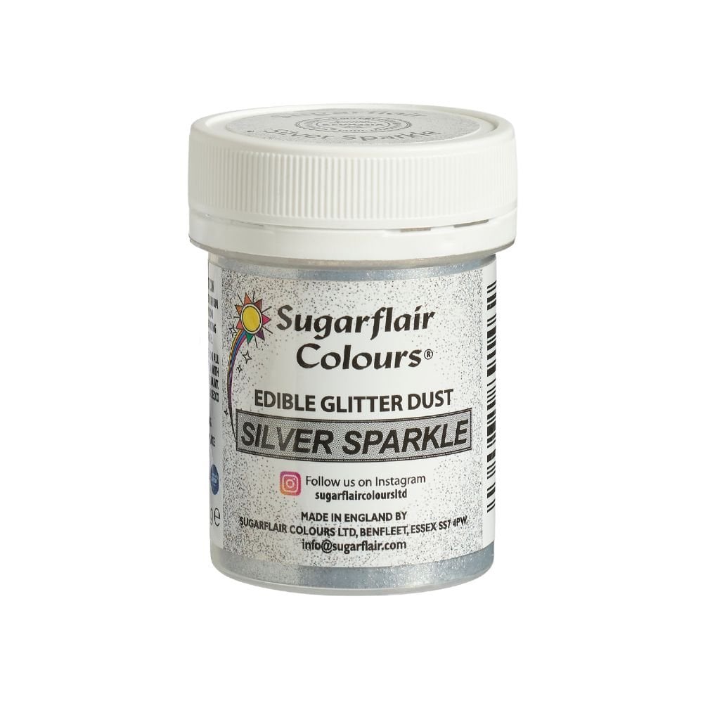 Silver Sparkle - Edible Glitter Dust 10g - Sugarflair