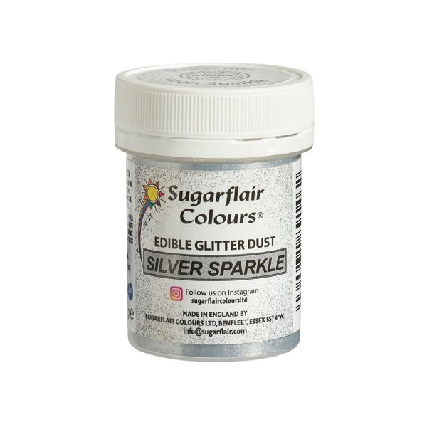 Silver Sparkle - Edible Glitter Dust 10g - Sugarflair
