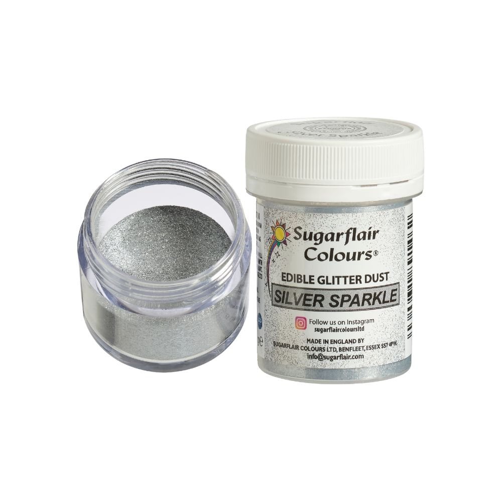 Silver Sparkle - Edible Glitter Dust 10g - Sugarflair