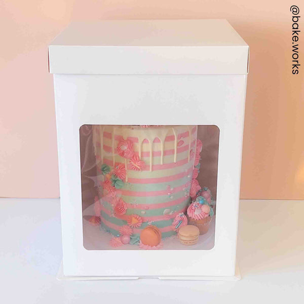 Tall Extra Deep White Cake Box With Front Window