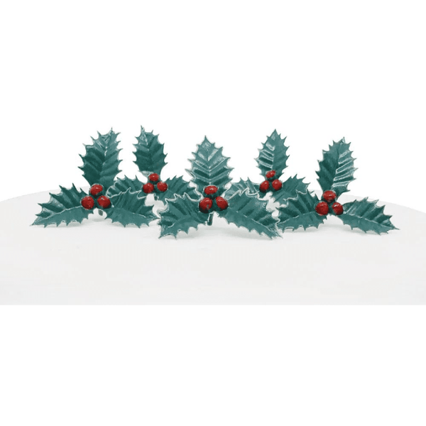Red And Green Holly And Berry Cake Topper Pick - Anniversary House