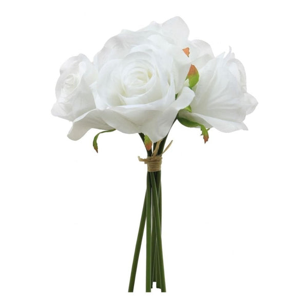 White - Bunch Of 6 Silk Bella Roses