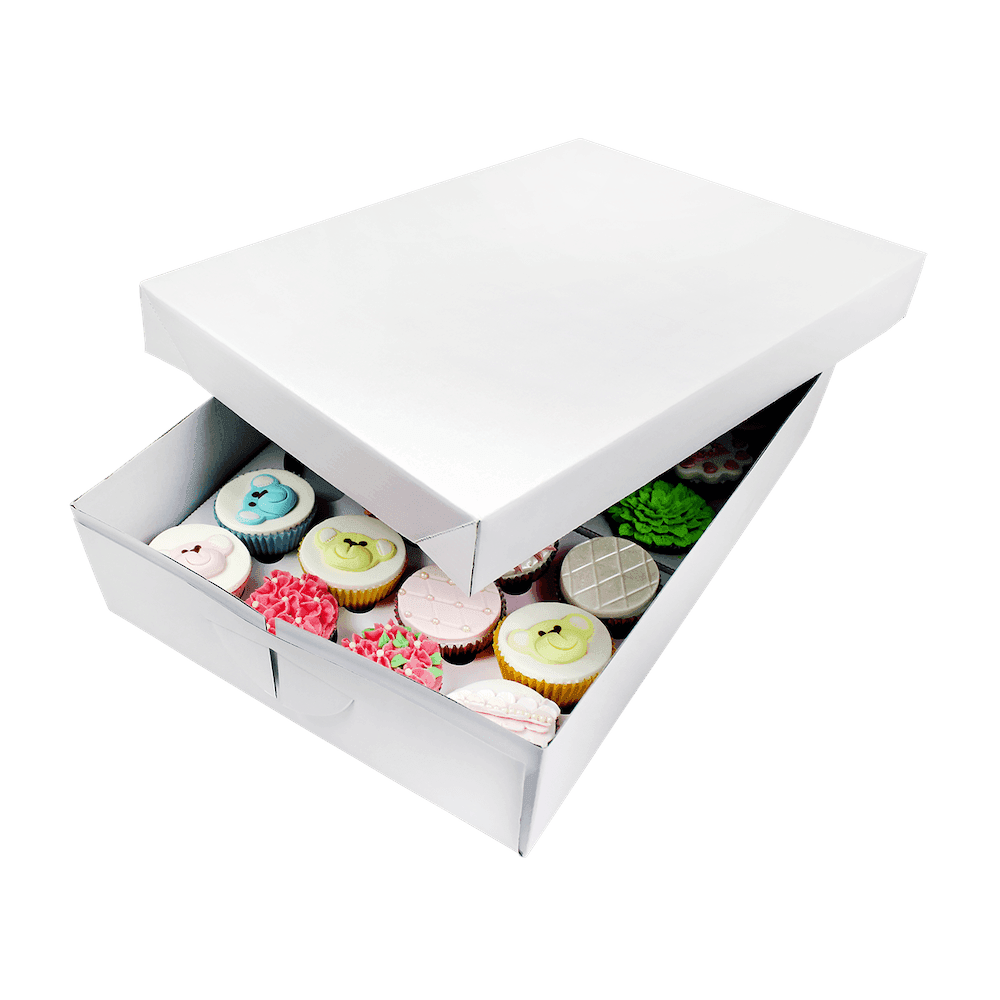 Holds 24 White Cupcake Box