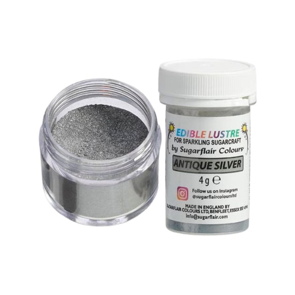 Edible Lustre 4g - Sugarflair - Antique Silver
