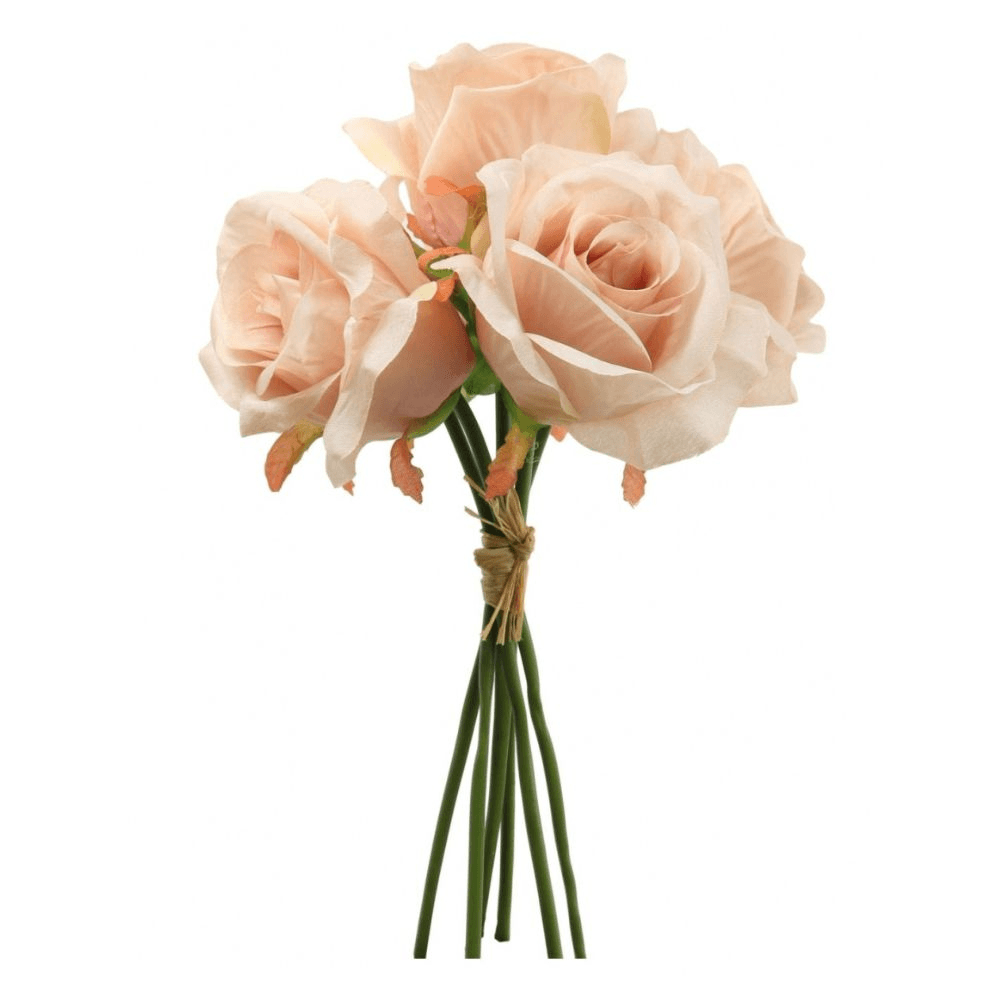 Peach Blush - Bunch Of 6 Silk Bella Roses