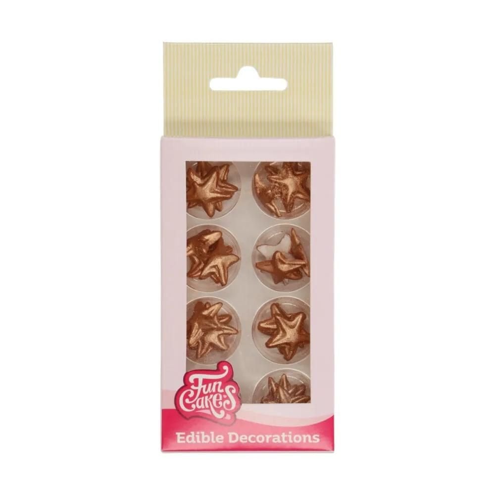 Bronze Gold Stars Sugar Decorations Set Of 24