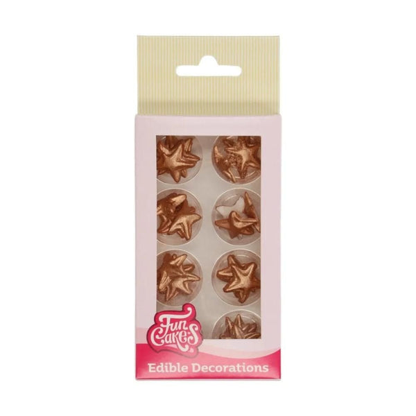 Bronze Gold Stars Sugar Decorations Set Of 24
