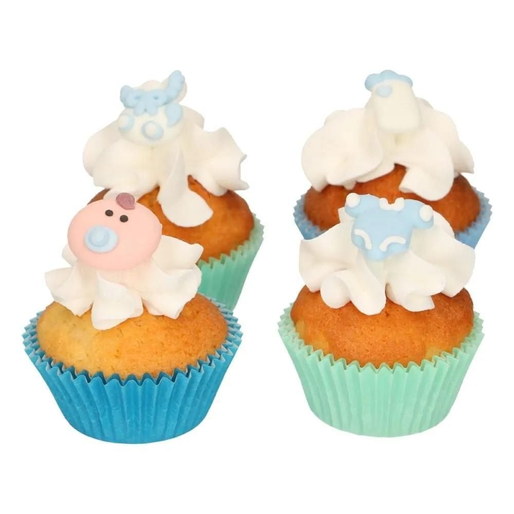 Baby Blue Sugar Decorations Set Of 12
