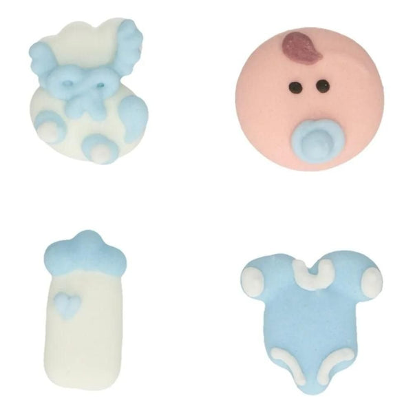 Baby Blue Sugar Decorations Set Of 12