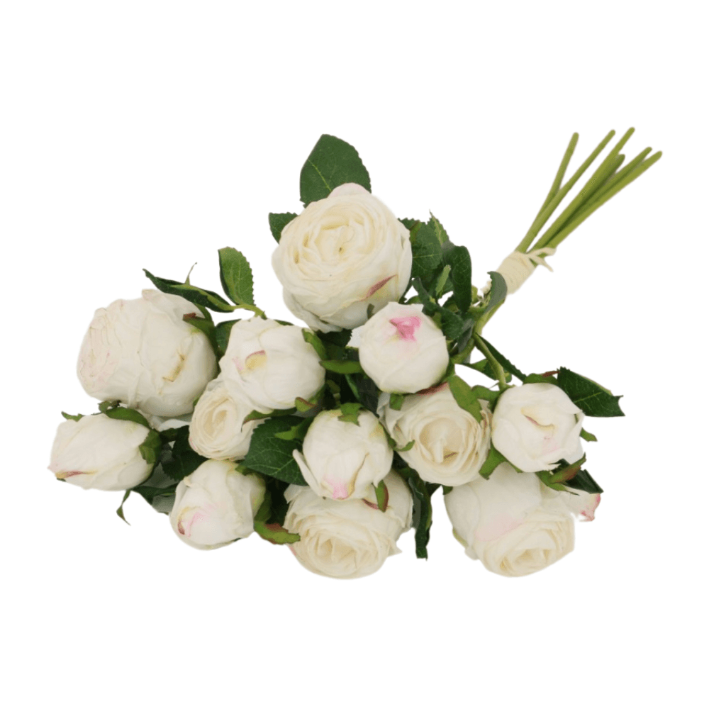 White Dried Touch Small Ruby Rose Silk Rose Bunch