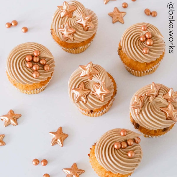 Bronze Gold Stars Sugar Decorations Set Of 24