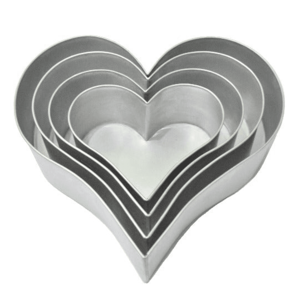 Set Of 4 Tier Heart Baking Tins