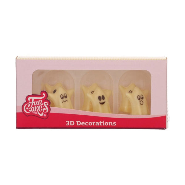 3D Chocolate Ghost Toppers x 6 - Funcakes